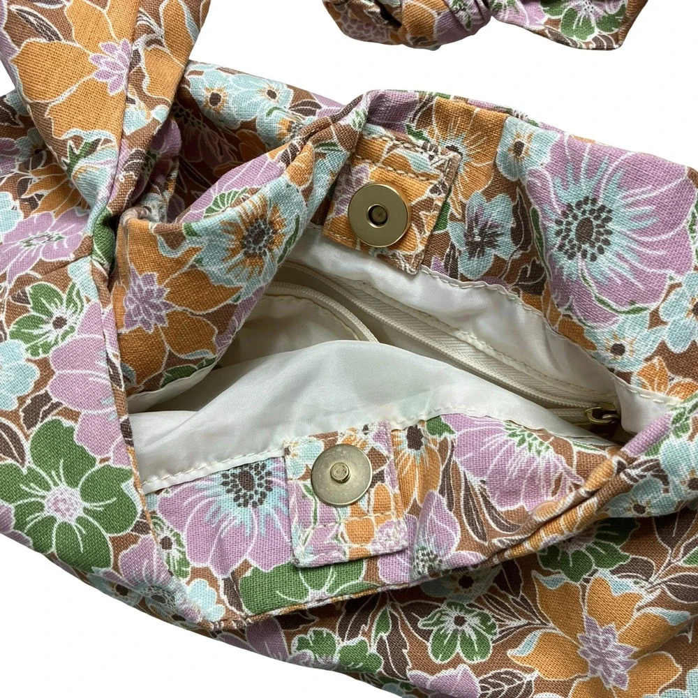Madden Girl Hobo Bag Floral Knotted Shoulder Purse Boho Retro 70s Vibe Cottage